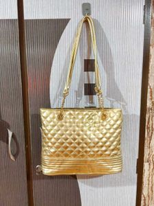 Chic Quilted Gold Handbag