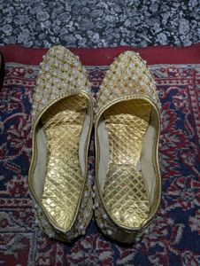 Golden Beaded Flats