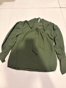 Olive Green Elegant Blouse