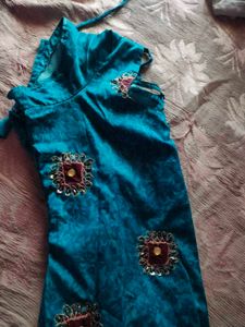 Teal &amp; Pink Embellished Dress