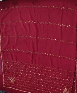 Elegant Maroon Embellished Saree