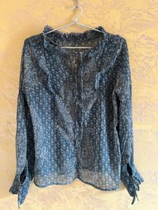 Boho Print Sheer Blouse