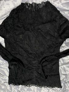 Sparkly Black Mesh Top