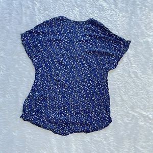 Navy Floral Print Blouse