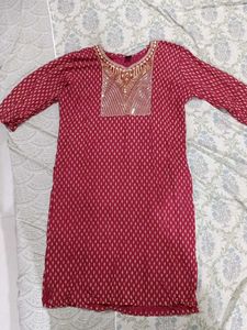 Maroon Embroidered Kurti