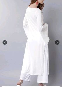 White Embroidered Kurta with Flared Sleeve