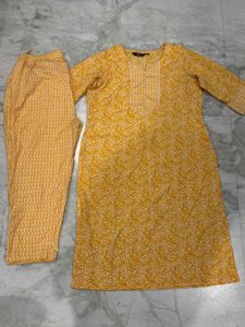 Elegant Yellow Printed Kurta Set