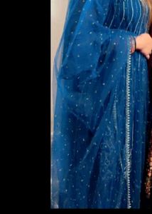 Sea🌊Blue Sharara Suit With Dupatta 34 Bust