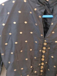 Black Gown With Red Banarsi Dupatta