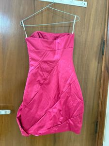 Hot Pink Strapless Bubble party Dress