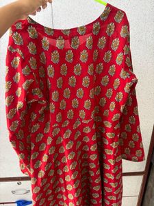 Red Printed Anarkali Kurta