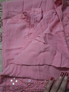 Pink Mirror work Rayon Kurti for women