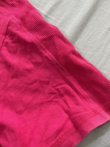 Hot Pink Zip Neck T-Shirt