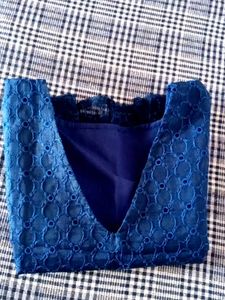 Elegant Blue Eyelet Crop Top💙