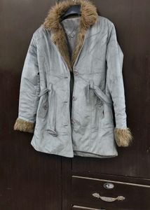 Fur Trim Grey Coat