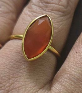 Marquise Cut Orange stone Ring SS925