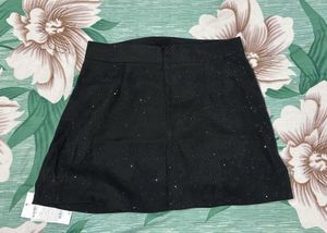 Glitter Assymetrical  Mini Black Skirt