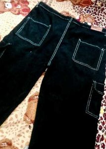 Brand New Black Baggy Cargo Denim Jeans | Deep Bla