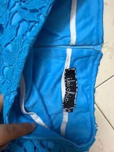 Blue Lace Pencil Skirt