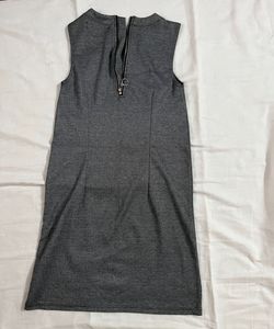 Charcoal Grey Herringbone A-Line Dress – Sleeveles