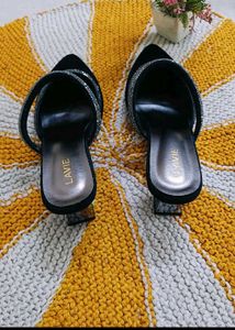 Black Embellished Mules