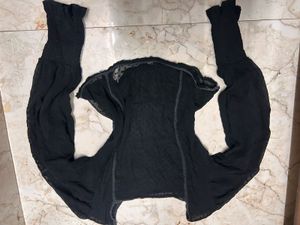 Sheer Black Puff Sleeve Top