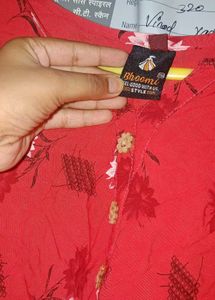 Red Floral Kurta Set