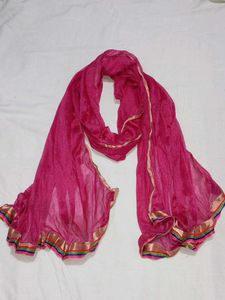 Vibrant Pink Dupatta with Embellished Border