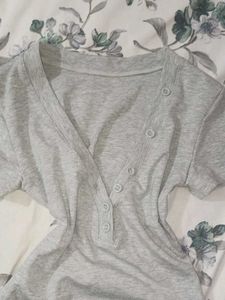Cute Grey Pyjama Set with Checkered Top