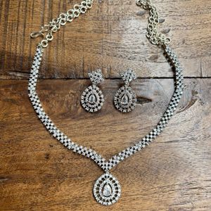 Sparkling Diamond Necklace and Earring Set