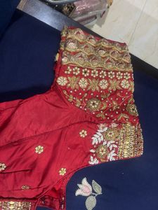 Embroidered Red Silk Blouse