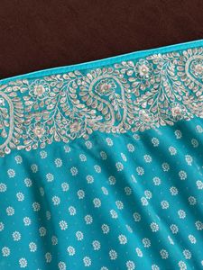 Elegant Turquoise Blue Designer Saree with Silver