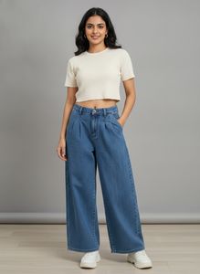 Wide Leg Denim Pants