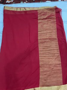Elegant Red Saree with Gold Border