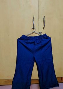Blue Denim Capri Pants with Tie Waist