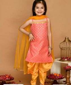 Peach Kurta Dhoti Set with Dupatta 4-5 years