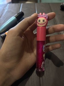 Sparkly Pink Lip Gloss with Cute Charm