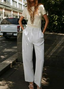 🏷 Zara Off-White Wide Leg Pants