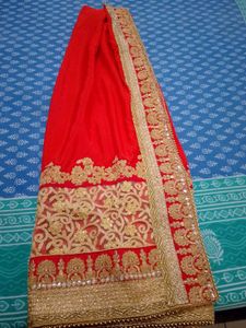 Stunning Red & Gold Embroidered Saree