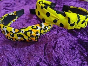 Knot Hair Band (Yellow Polka Dot & Leopard Print)