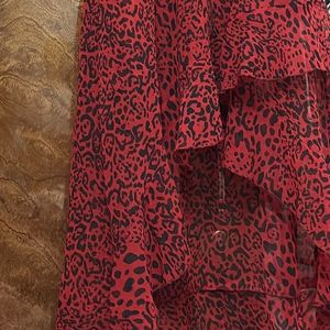 Red Leopard Print Wrap Dress- Size M