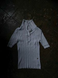 Stylish Ribbed Mock Neck Top
