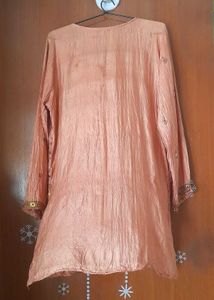 Rustic Hand Embroidered  Silk Kurti