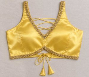 Yellow Silk Embellished Blouse