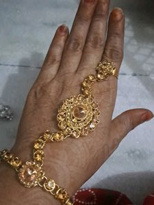Golden Hand Braslet With Ring