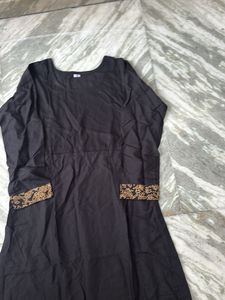 Elegant Black Kurta with Golden Embellishments
