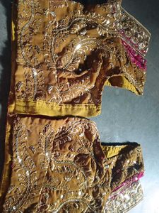 Pink &amp; Gold Embroidered Fabric