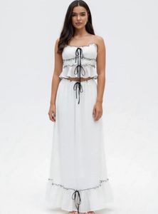 Boho White Ruffle Co-ord Set