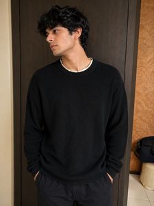 Men's Black Ribbed Knit Sweater