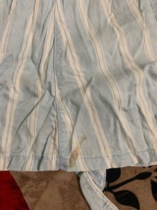 Light Blue Striped Button-Down Dress